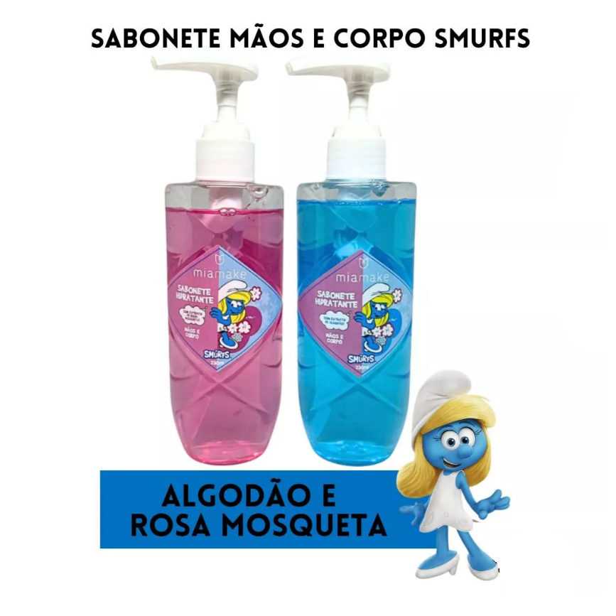 SABONETE SMURFS HIDRATANTE MÃOS E CORPO EXTRATO DE ALGODAO 230 ML - MIAMAKE - Imagem 3