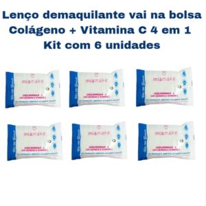 KIT LENÇOS DEMAQUILANTES COLÁGENO + VITAMINA C VAI NA BOLSA ( KIT COM 6 UNIDADES ) - MIAMAKE