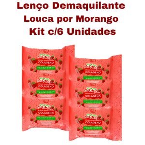 KIT LENÇOS DEMAQUILANTES LOUCA POR MORANGO ( KIT COM 6 UNIDADES ) - SUPER PODERES
