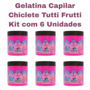 KIT GELATINA CAPILAR CHICLETE TUTTI FRUTTI 500G ( KIT COM 6 UNIDADES ) - CAP LIFE