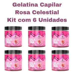 KIT GELATINA CAPILAR ROSA CELESTIAL 500G ( KIT COM 6 UNIDADES ) - CAP LIFE